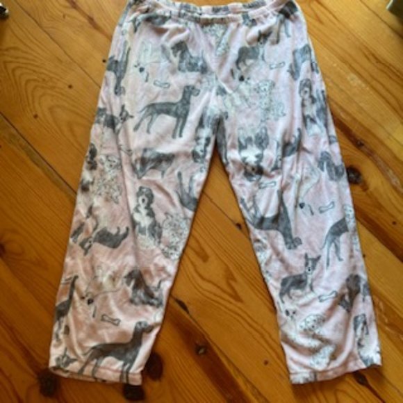 Pink Dog Print Fuzzy PJ pants - Picture 1 of 11